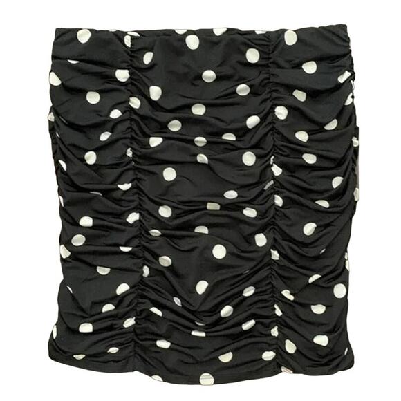 Abound Ruched Scallop Hem Dotted Mini Skirt Sz XL/Extra Large in Black/White NWT - Picture 1 of 4